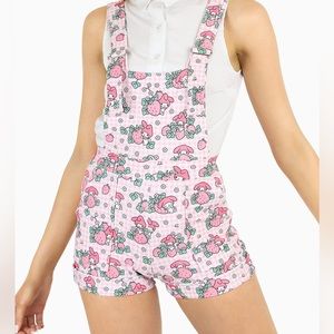 Blackmilk Sanrio My Melody Strawberry Fields Short Overalls